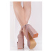 Ružové trblietavé sandále na hrubom podpätku Blanca