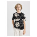 DEFACTO Boy's Crew Neck Patterned Short Sleeve T-Shirt