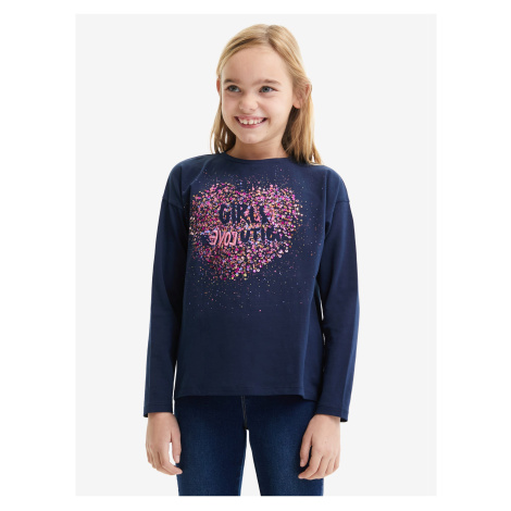 Tmavomodré dievčenské tričko Desigual Alba