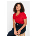 Trendyol Curve Red Asymmetric Collar Knitted Blouse