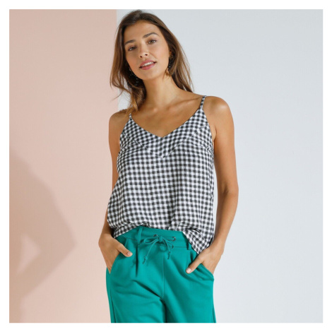 Kockovaný top s výstrihom do V z eco-friendly viskózy Blancheporte