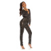 Sexy Party wrap look longsleeve jumpsuit blacksilver