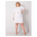 White dress plus sizes with decorative sleeves