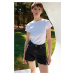 Trendyol Black More Sustainable Slit High Waist Denim Shorts