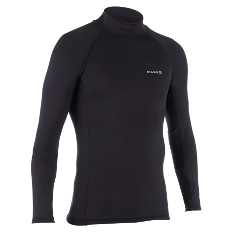 Pánske termo tričko 900 s UV ochranou s dlhým rukávom na surfovanie čierne OLAIAN