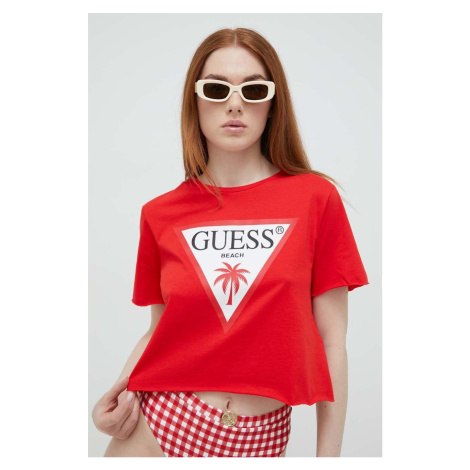Bavlnené tričko Guess Červená farba, E02I01 JA914