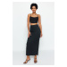 Trendyol Black Maxi High Waist Flexible Knitted Skirt