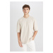 DEFACTO Loose Fit Crew Neck Heavy Fabric Short Sleeve Basic Plain T-Shirt