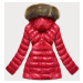 Lesklá červená zimná bunda s mechovitým kožušinkou (W674)