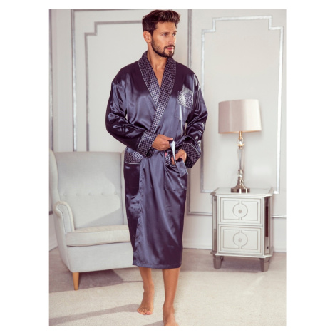 Men's bathrobe De Lafense 940 Satin M-4XL navy blue 042