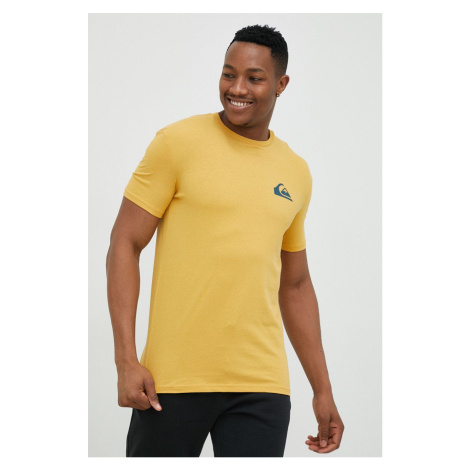 Bavlnené tričko Quiksilver žltá farba, jednofarebné