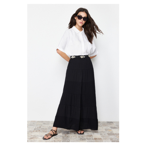 Trendyol Black Basic Lined Woven Skirt