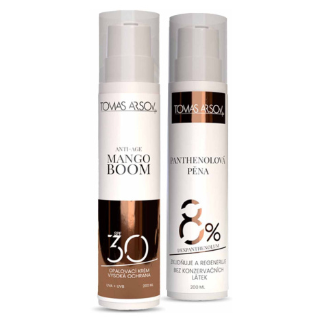 Tomas Arsov MANGO BOOM krém na opaľovanie, SPF30, UVA + UVB 200 ml  + PANTHENOLOVÁ PENA 200 ml