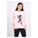Blouse with graphics and colorful bow 3D powder pink