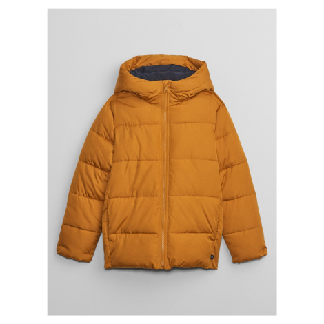 Oranžová detská zimná prešívaná bunda s kapucňou GAP