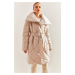 Bianco Lucci Women's Metal Buttoned Diamond Patterned Oversize Puffer Coat