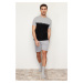 Trendyol Black Gray Color Block Elastic Waist Regular Fit Knitted Shorts Pajamas Set