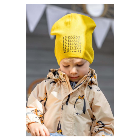 Detská bavlnená čiapka Jamiks ARAGORN žltá farba biela, z tenkej pleteniny, bavlnená