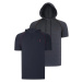 DUAL SET T8570 DEWBERRY HOODED MEN'S T-SHIRT-ANTHRACITE-NAVY BLUE