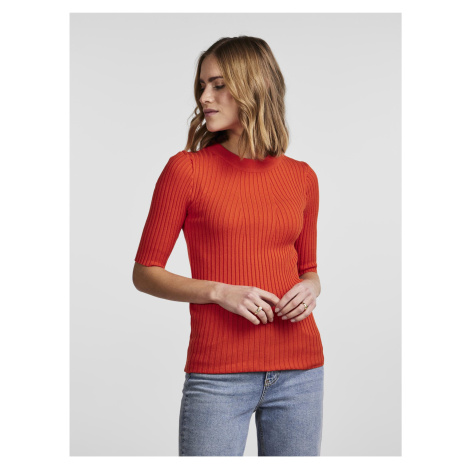 Women's Red Ribbed Light Sweater Pieces Crista - Women
