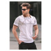 Madmext White Patterned Polo Neck Men's T-Shirt 6080