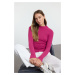 Trendyol Pink Fitted High Neck Long Sleeve Ribbed Stretchy Knitted Blouse