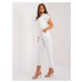 White women's jumpsuit with elastic waistband