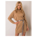 BÉŽOVÉ MIKINOVÉ ŠATY S KAPUCŇOU A OPASKOM -LK-SK-508284.16X-BEIGE