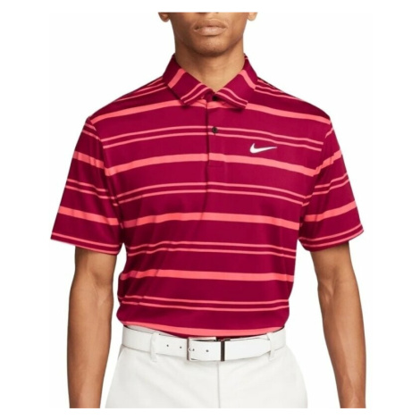 Nike Dri-Fit Tour Mens Stripe Noble Red/Ember Glow/White Polo košeľa