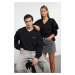 Trendyol Black Unisex Oversize/Wide Cut Couple Fleece Sweatshirt