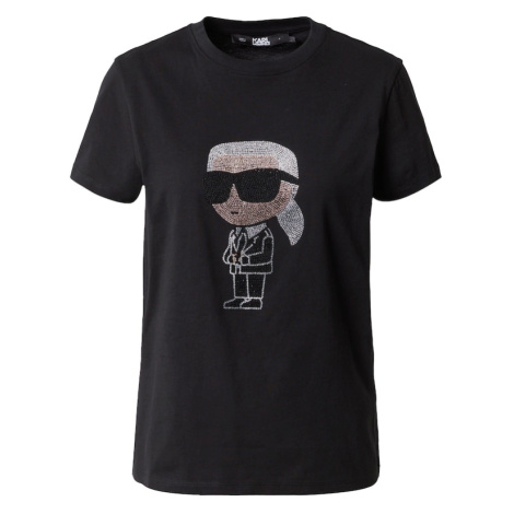 Karl Lagerfeld Tričko 'Ikonik 2.0'  béžová / čierna / strieborná