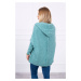 Hooded sweater with batwing sleeve dark mint