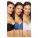 Trendyol Lilac-Black-Dark Blue 3-Pack Polyamide Strap Covered Strapless Knitted Bra