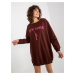 Dark brown and pink oversize sweatshirt with long print