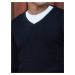 Men's sweater with V-neck navy blue Dstreet