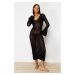 Trendyol Black Fitted Maxi Knitted Knitwear Beach Dress