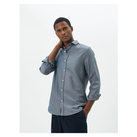 Koton Half Italian Collar Shirt Slim Fit Long Sleeve Buttoned