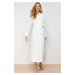 Trendyol White Floral Belted Brode Lined Woven Shirt Dress