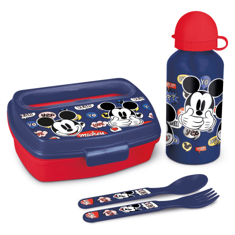 Disney Darčekový set Mickey Mouse desiatový box s príborom a fľaša 400 ml