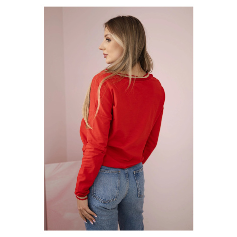 Kesi Dámska mikina s flitrovým nápisom červený