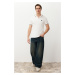 Trendyol White Slim/Narrow Cut Embroidered 100% Cotton Polo Neck T-Shirt