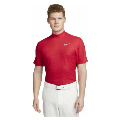 Nike Dri-Fit ADV Tiger Woods Mens Mock-Neck Golf Polo Gym Red/University Red/White