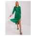 Green cocktail dress with belt for tying