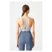 LOS OJOS Blue Gray Supported Back Detailed Covered Sports Bra