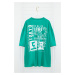 Trendyol Plus Size Green Oversize/Wide Cut Comfortable Far East Printed 100% Cotton T-Shirt