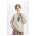 DEFACTO Boy Oversize Fit Wide Mold Crew Neck Printed Sweatshirt