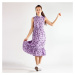 Fialové kvetované midi šaty Pcbabylon