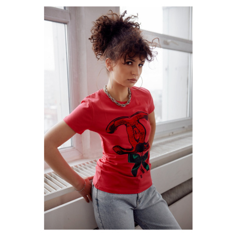 Women's T-shirt with coral application FASARDI