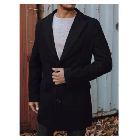 Čierny dlhý kabát pre pánov DStreet