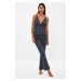 Trendyol Anthracite Ribbed Rope Strap Knitted Pajama Set